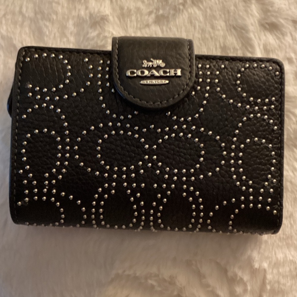Coach Black Wallet with Silver Studs